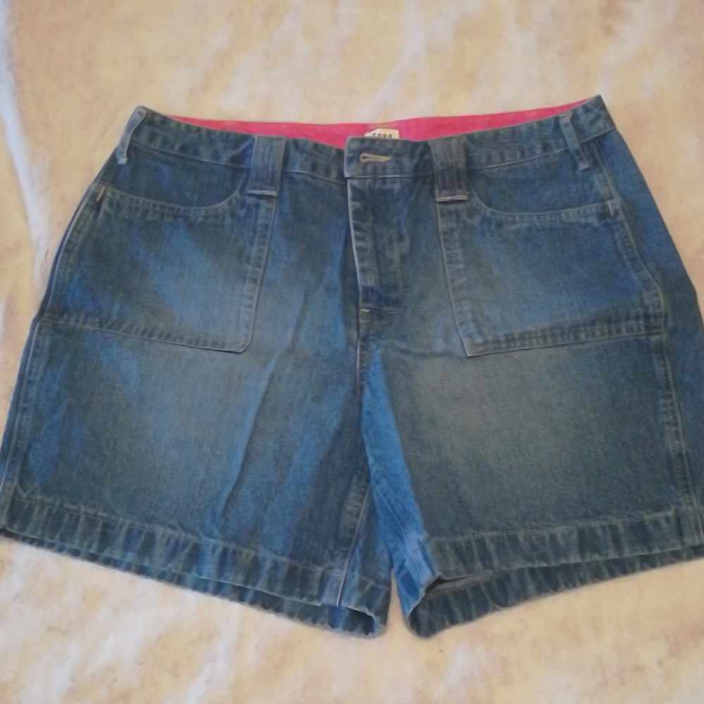 Bass Denim Shorts with Pink Waistband Trim